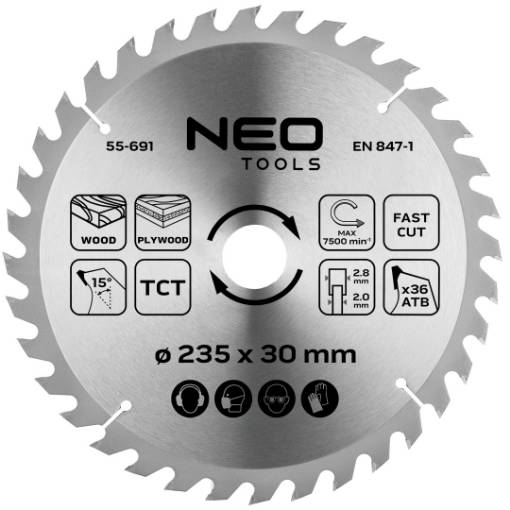 Saw blade, widia, 235 x 30 mm, 36 teeth