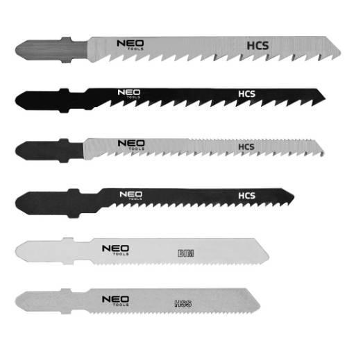 Jigsaw blade set, 6, 10/21, 12, 21 TPI, HCS/HSS/BIM, T-handle, 6 pcs.