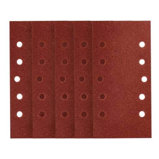 Velcro-backed sanding paper 115 x 230 mm, P80, 5 pcs, with 10 holes