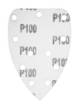 Velcro-backed sanding sheets, iron 80 x 140 mm, P100, 5 pcs, with 11 holes for 59G336