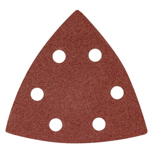 Velcro-backed delta sanding paper 93 x 93 mm P80, 5 pcs, with 6 holes