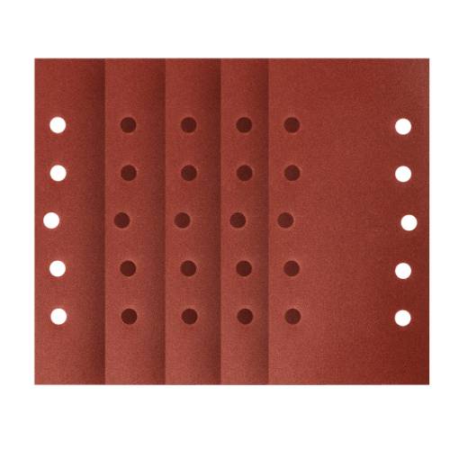Velcro-backed sanding paper 115 x 230 mm, P180, 5 pcs, with 10 holes