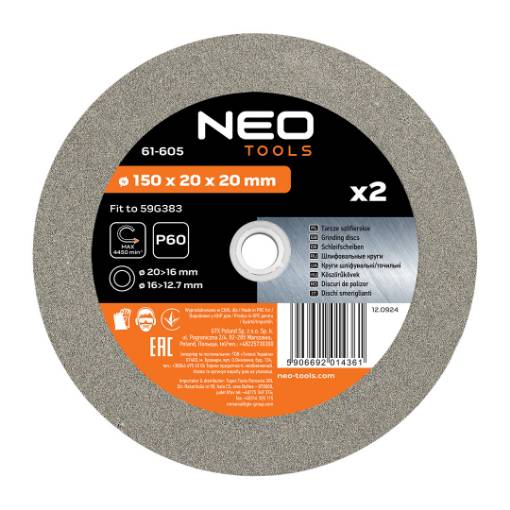 Grinding discs 150 x 20/16/12.7 x 20 mm, 2 pcs.
