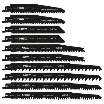 Sabre saw blades, HCS/BIM, set of 10 pcs.