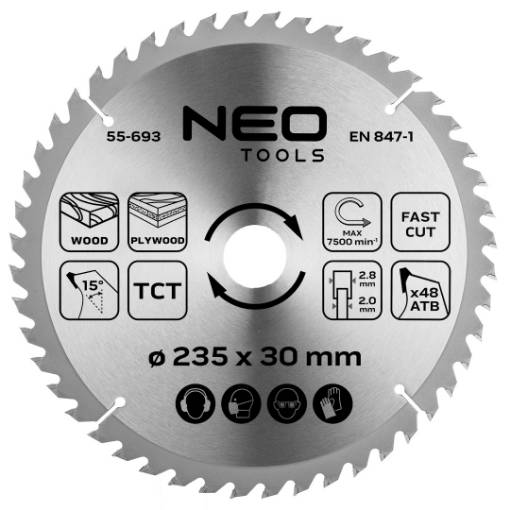 Saw blade, widia, 235 x 30 mm, 48 teeth