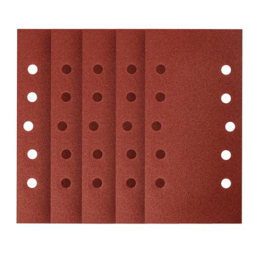 Velcro-backed sanding paper 115 x 230 mm, P120, 5 pcs, with 10 holes