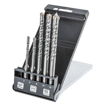 SDS Plus concrete drill bit set, quatro, set of 5 pcs. - 5, 6 x 110 mm + 8, 10, 12 x 160 mm
