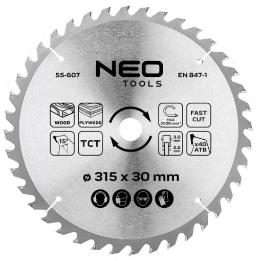 Saw blade, widia, 315 x 30 mm, 40 teeth
