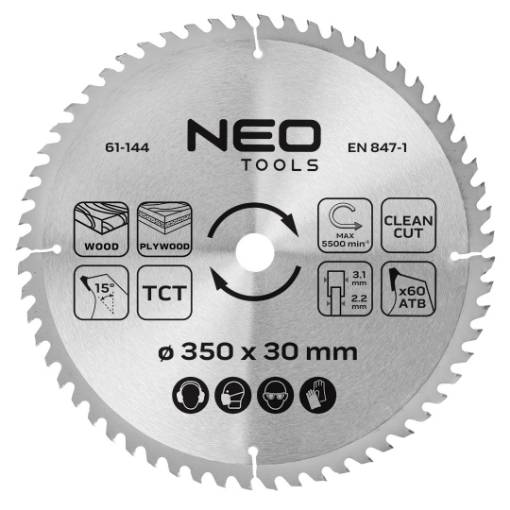 Saw blade, widia, 350 x 30 mm, 60 teeth