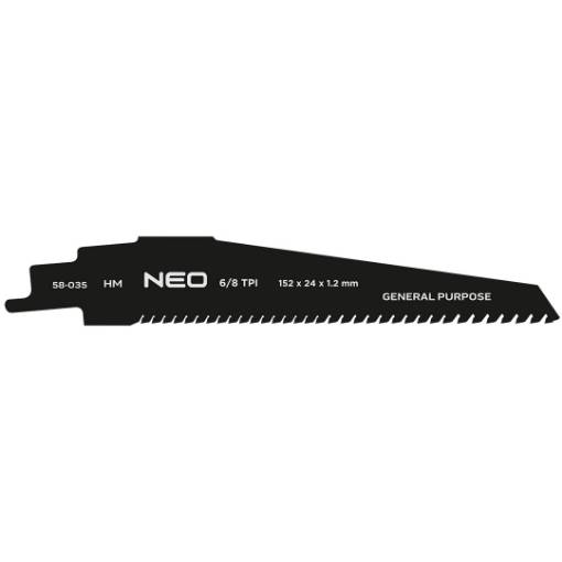 Sabre saw blade, HM, 152 x 24 x 1.2 mm, 6/8 TPI