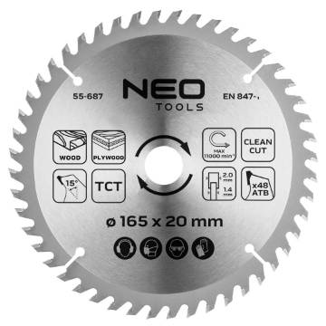 Saw blade, plunge-cutting, wIDIA-cutting, 165 x 1.4 x 2.0 x 20 mm, 48 teeth