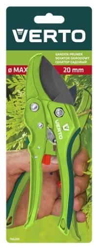 Anvil garden pruner with ratchet, cutting diameter 20 mm.