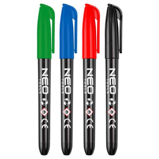 Construction marker, 4 colours, permanent, waterproof, oil-based, 4 pieces