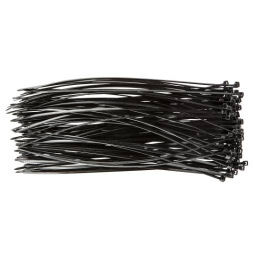 Cable ties 2.5 x 200 mm, black, 100 pcs