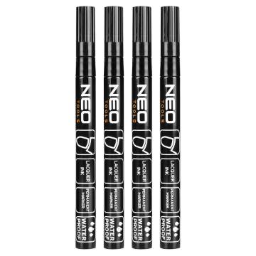 Construction marker, black, permanent, waterproof, lacquer, aluminium, 4 pcs