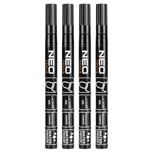Construction marker, black, permanent, waterproof, lacquer, aluminium, 4 pcs
