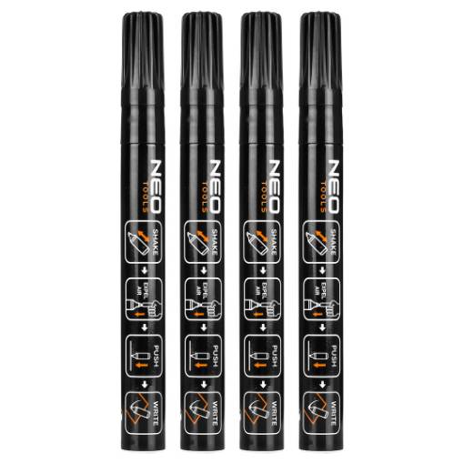 Construction marker thick, black, permanent, waterproof, lacquer, aluminium, 4 pcs