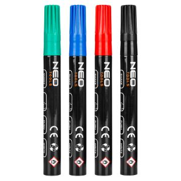 Construction marker thick, 4 colours, permanent, waterproof, lacquer, aluminium, 4 pcs