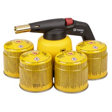 Gas soldering lamp for 190 g cartridges with 4 gas cartridges with valve