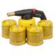 Gas soldering lamp for 190 g cartridges with 4 gas cartridges with valve