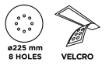 Velcro sanding discs  225 mm, K120, 5 pcs - 8 holes