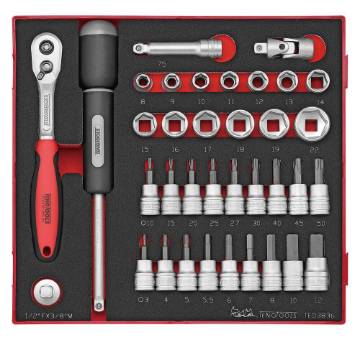 36osaline padrunvõtmekomplekt 3/8″ nelikantkinnitusega. Teng Tools TED3836