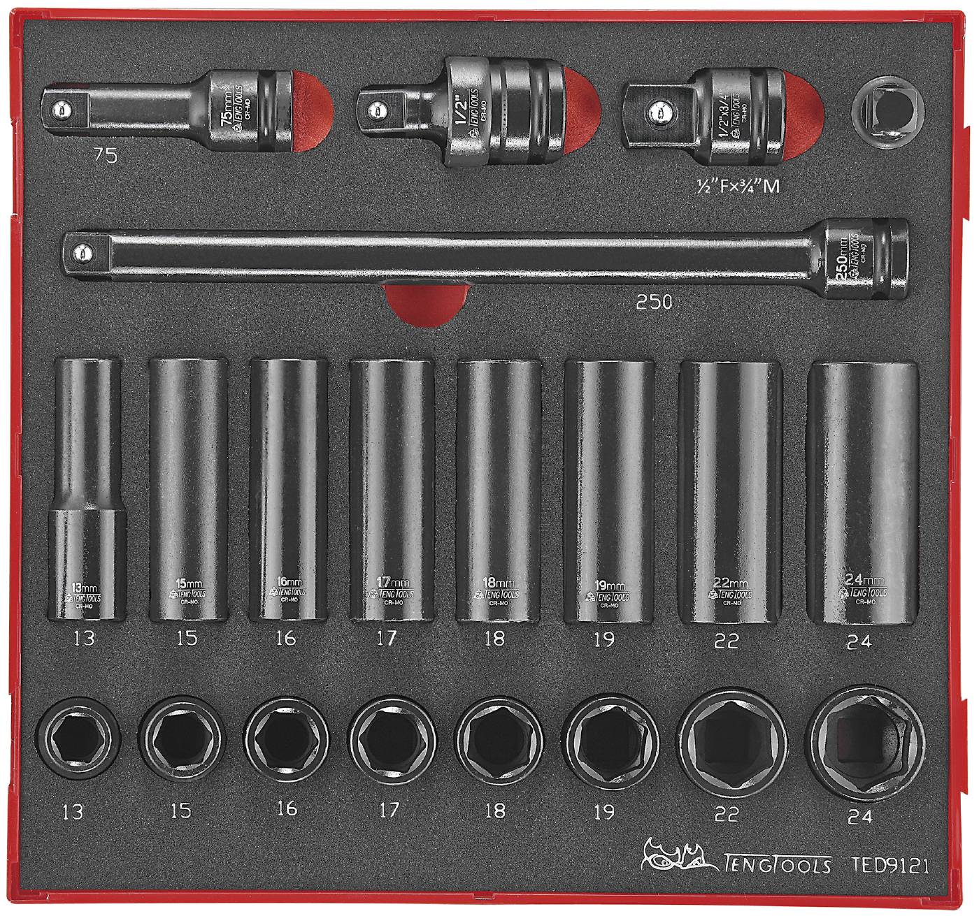 padrunvõtmete komplekt 1/2″ 21-osa TED 9121 TengTools