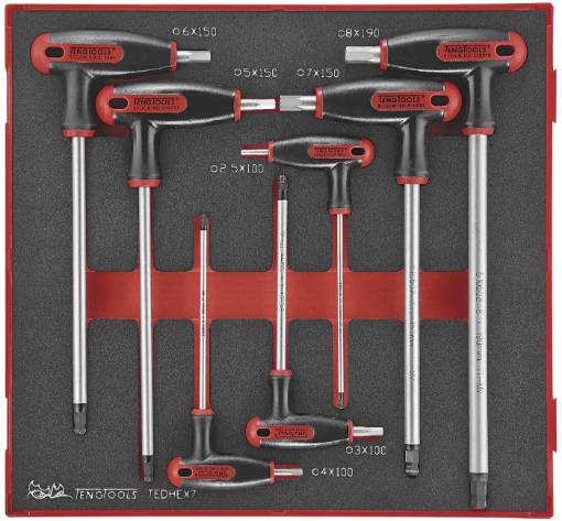 T- kuuskantvõtmete komplekt EVA 7 osa Teng Tools