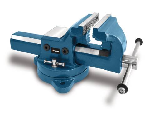 Vise 150 mm with pipe clamping jaws and turntable