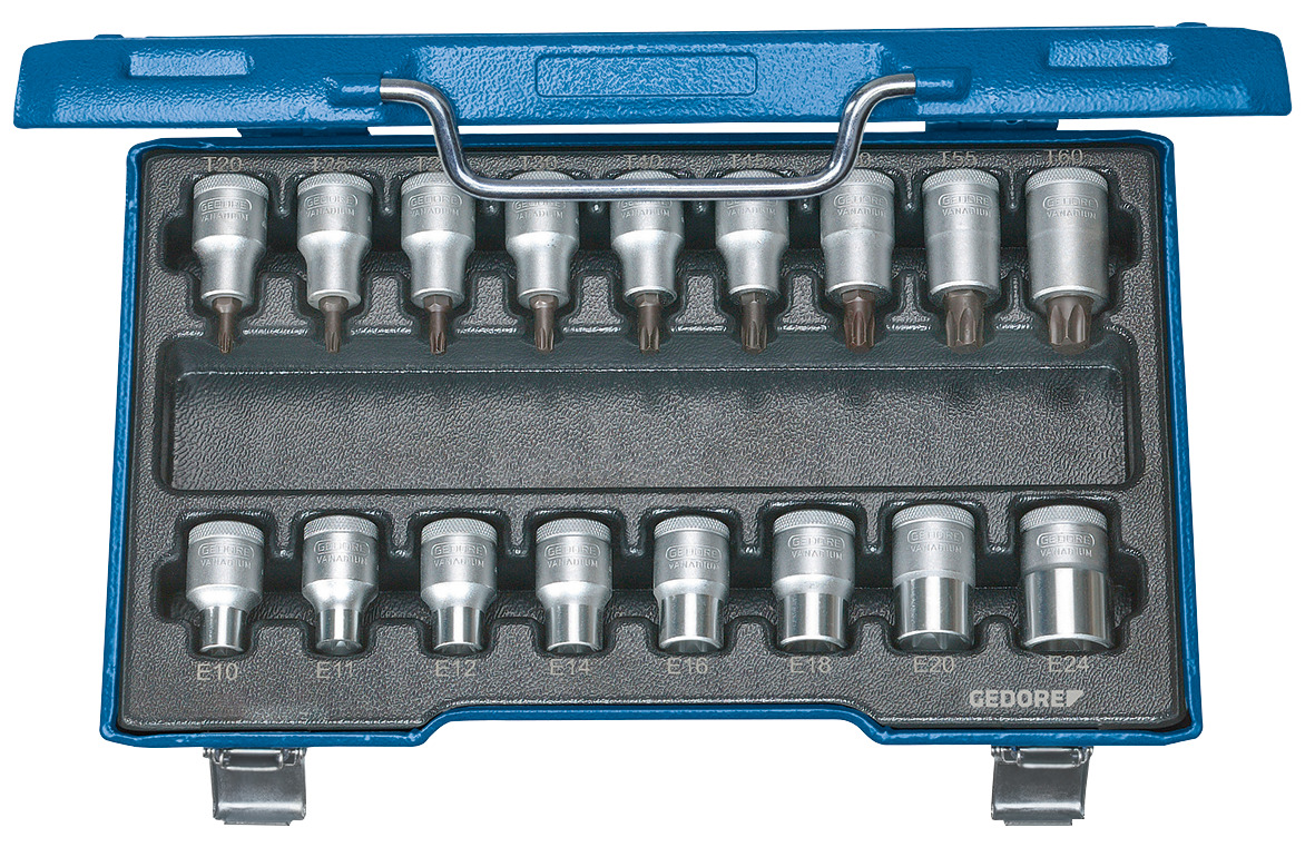 Kruvikeerajate komplekt 1/2″ 17 TK sisemine + välimine TORX, ITX 19 TX-017 Gedore
