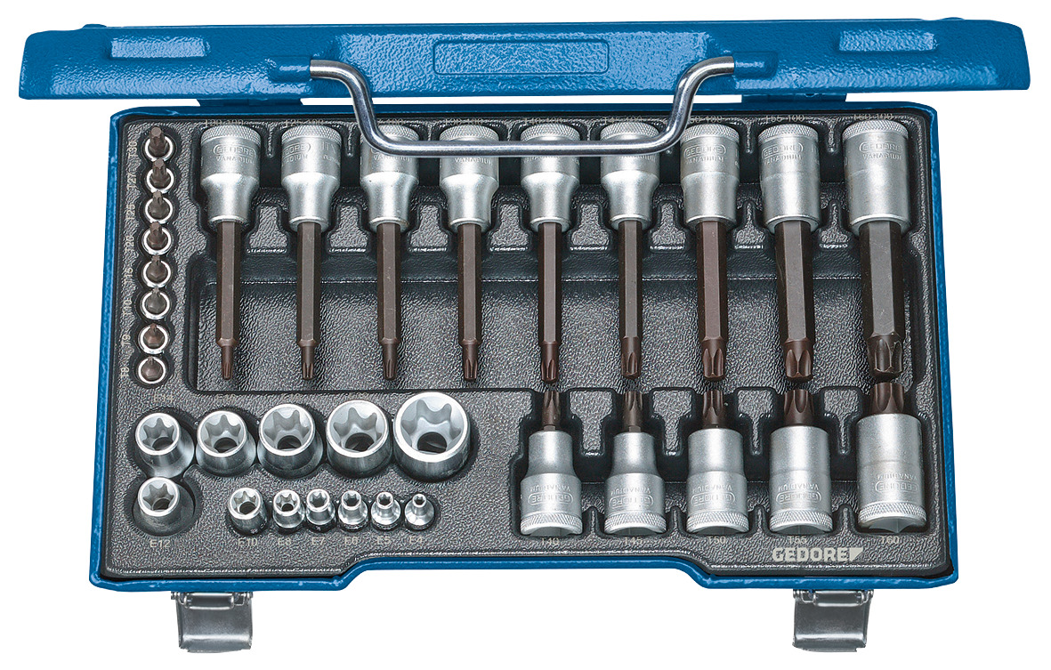 Kruvikeerajate komplekt 1/2″+1/4″ 34 TK TORX, 19 TX 20 Gedore