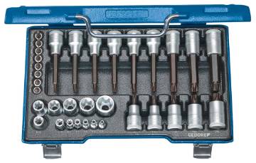 Kruvikeerajate komplekt 1/2″+1/4″ 34 TK TORX, 19 TX 20 Gedore