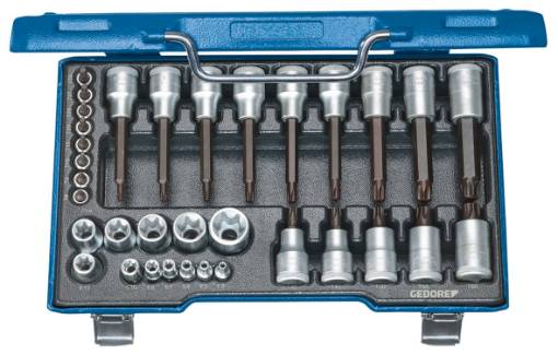 Kruvikeerajate komplekt 1/2″+1/4″ 34 TK TORX, 19 TX 20 Gedore