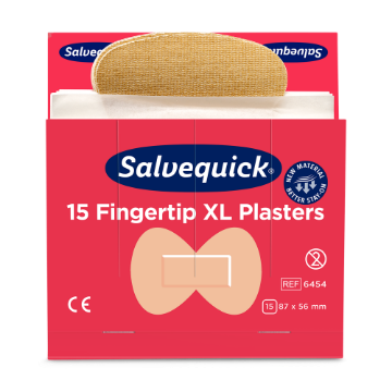 Salvequick 6454 tekstiil sõrmeotsaplaastrid XL 15 tk täitepakk