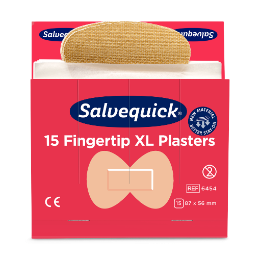 Salvequick 6454 tekstiil sõrmeotsaplaastrid XL 15 tk täitepakk