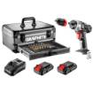 Energy+ kit in aluminium case: 18V 10mm drill/driver, 2x2Ah battery pack, 109 accessories