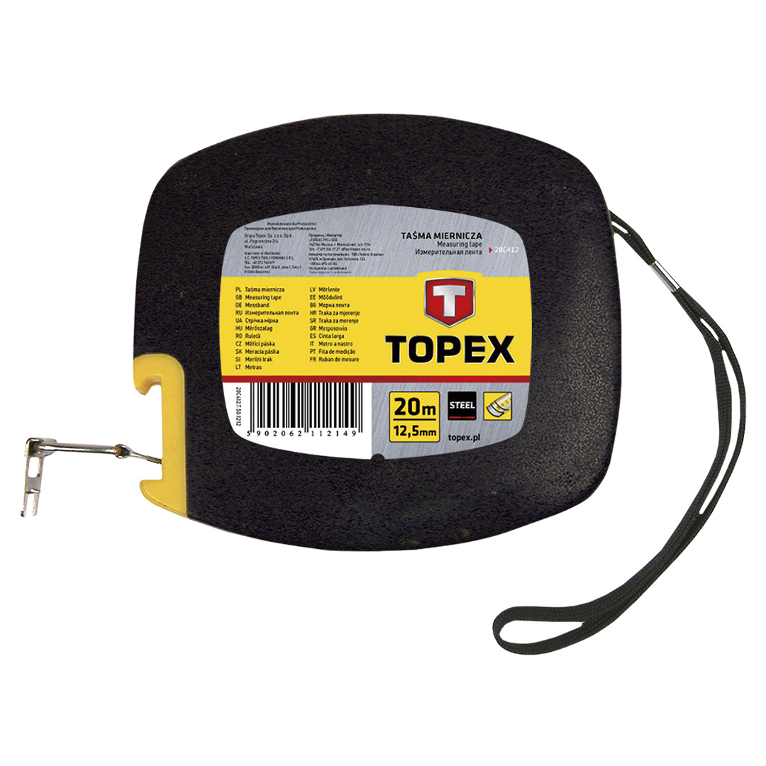 Measuring tape, steel, 20 m x 12.5  mm, additional hook