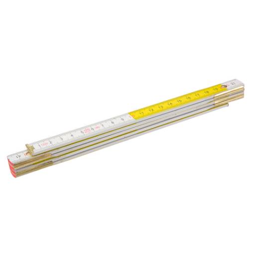 Wooden folding rule 1 m, white-yellow