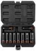 Impact socket 1/2 CrMo, set 10 pcs sizes: 10, 12, 13, 14, 15, 17, 19, 21, 22, 24 mm
