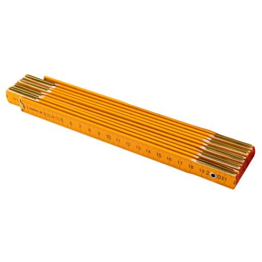Folding wooden measuring tape 2 m, yellow