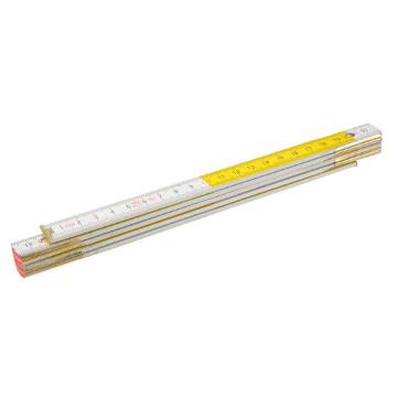 Wooden folding rule 2 m, white-yellow