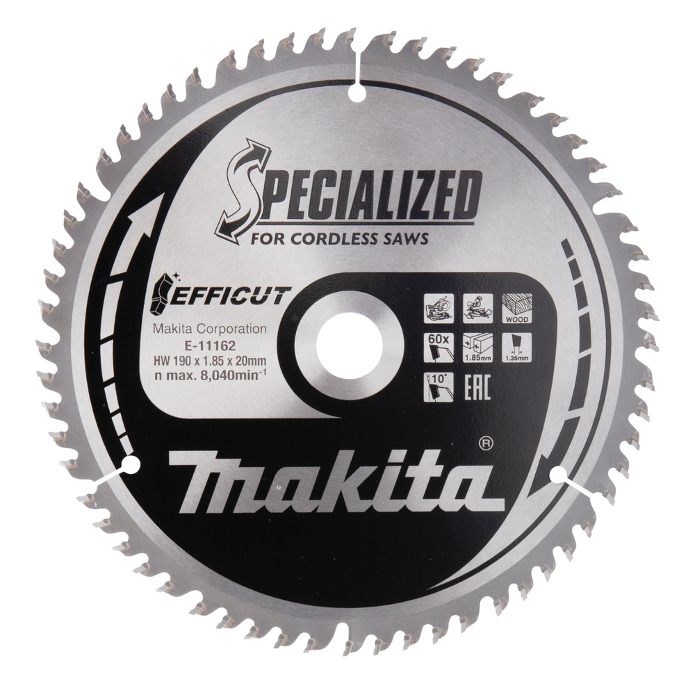 T.C.T hammastega saeketas puidu  lõikamiseks 190X20X1,85mm 10° T60 EFFICUT