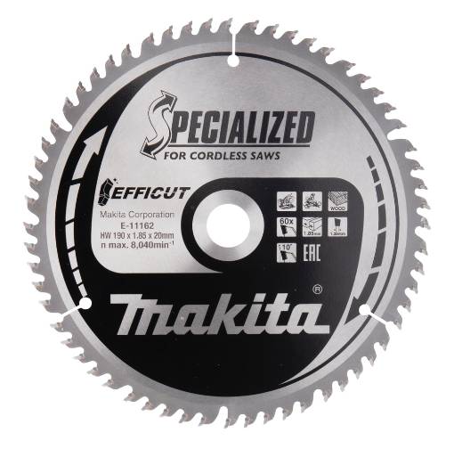 T.C.T hammastega saeketas puidu  lõikamiseks 190X20X1,85mm 10° T60 EFFICUT