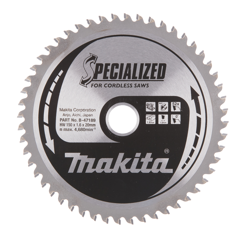 T.C.T saeketas  150X1.6X20mm 0° T52 T.C.T • 150 x20 mm • T52 • 0° • Alumiinium