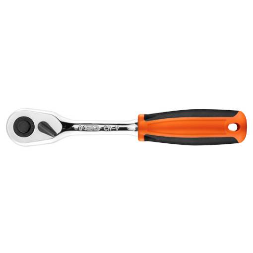 Ratchet handle 1/4", 45 teeth, straight, 155 mm