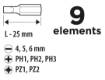 Screwdriver bits with holder, set 9 pcs
