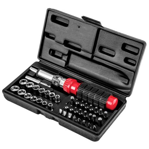 Screwdriver bits and sockets with holder, set 40 pcs