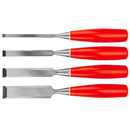 Wood chisel 6 - 24 mm, 4 pcs set (6, 12, 18, 24 mm) - plastic handle