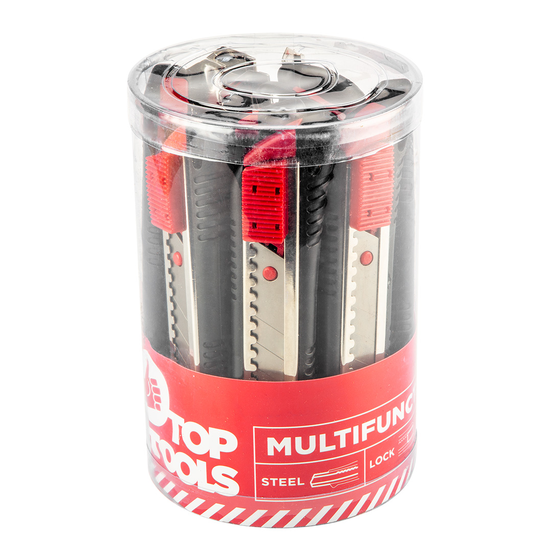 Snap-off blade knife 18 mm, 12 pcs set in tube