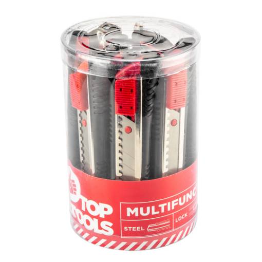 Snap-off blade knife 18 mm, 12 pcs set in tube